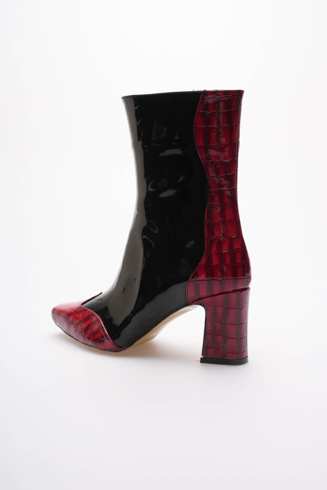 Loana Kadın Kırmızı Kroko Desenli Kalın Topuklu Kışlık Bot