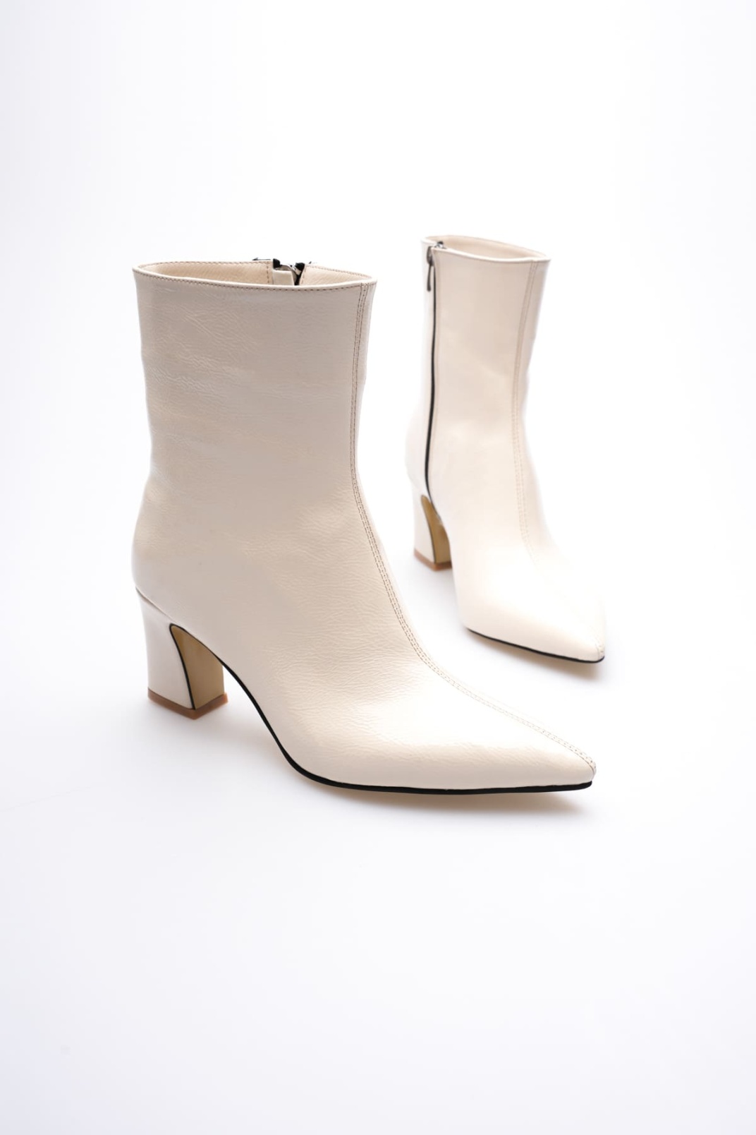 Nadia Kadın Krem Kalın Topuklu Kışlık Bot