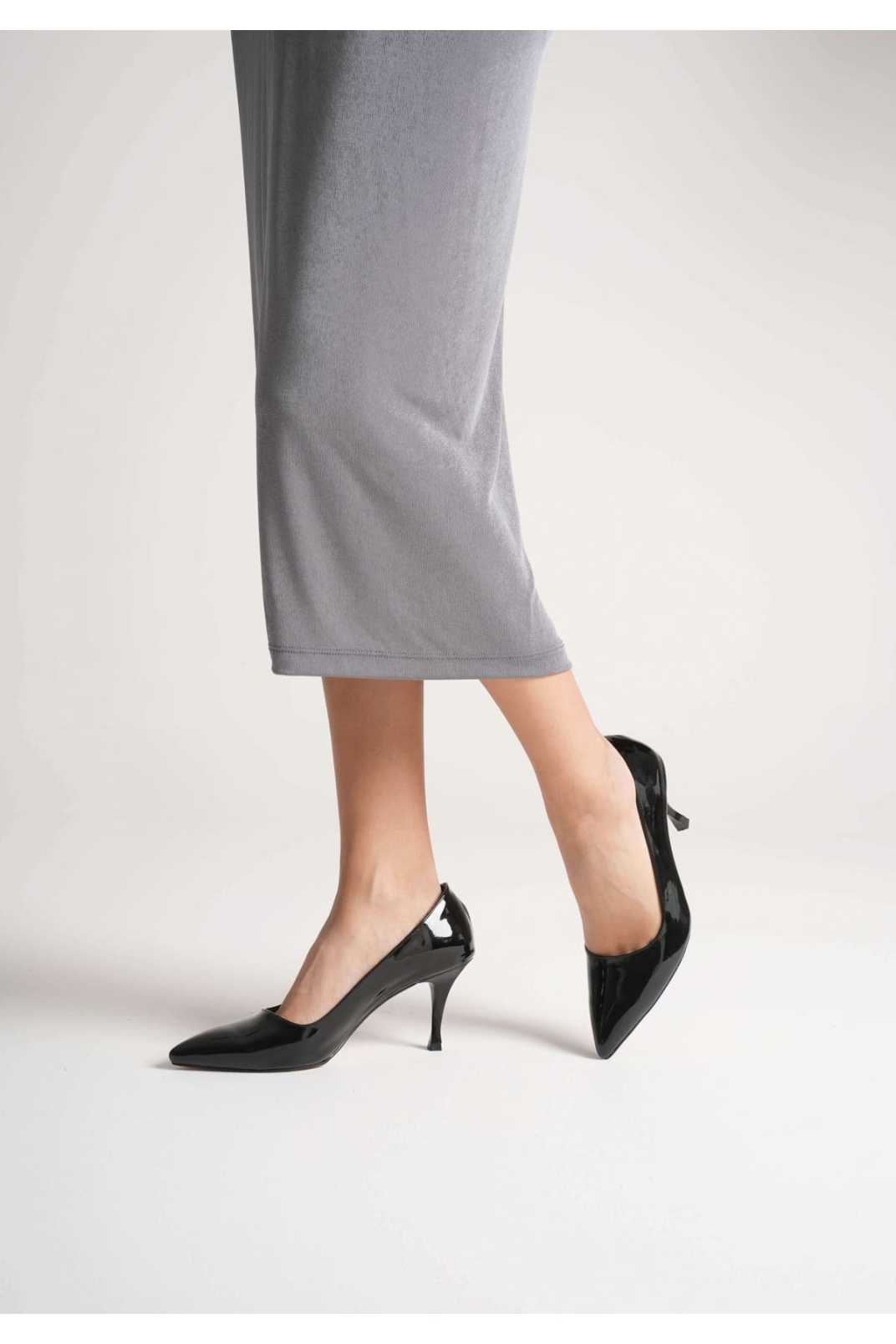 Louise Kadın Siyah Rugan Topuklu Ayakkabı