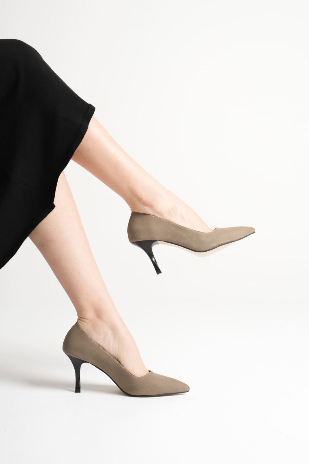 Louise Kadın Vizon Süet Topuklu Ayakkabı