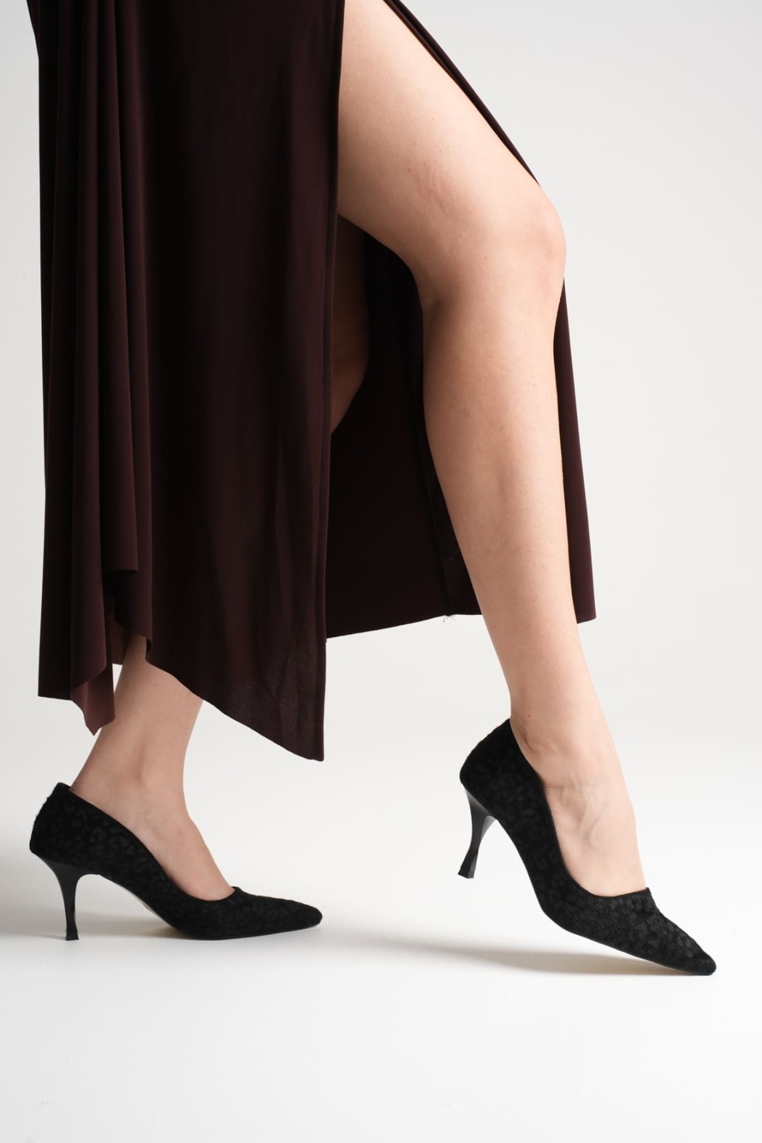 Felice Kadın Siyah Leopar Desenli Topuklu Ayakkabı