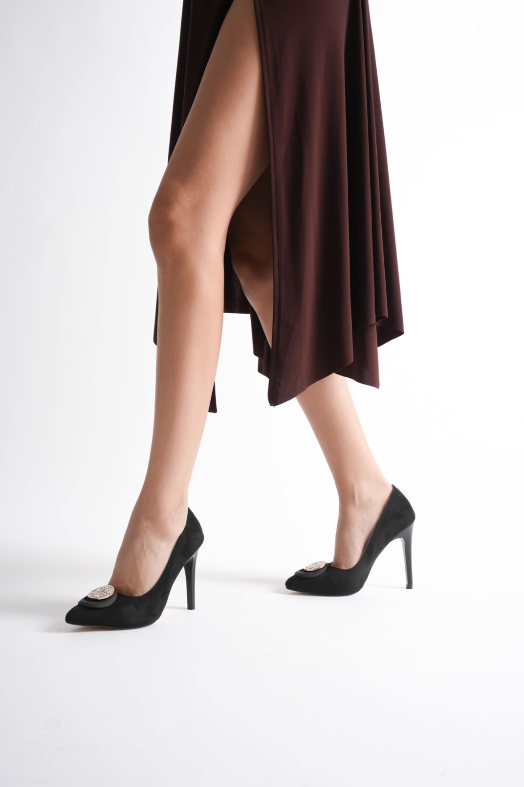 Rossie Kadın Siyah Süet Topuklu Ayakkabı