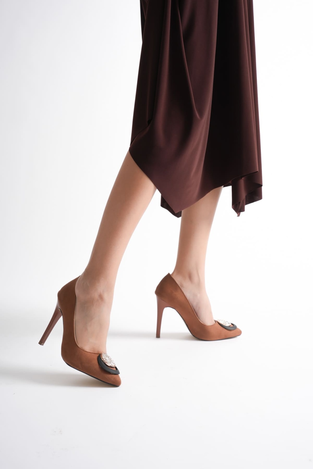 Rossie Kadın Taba Süet Topuklu Ayakkabı