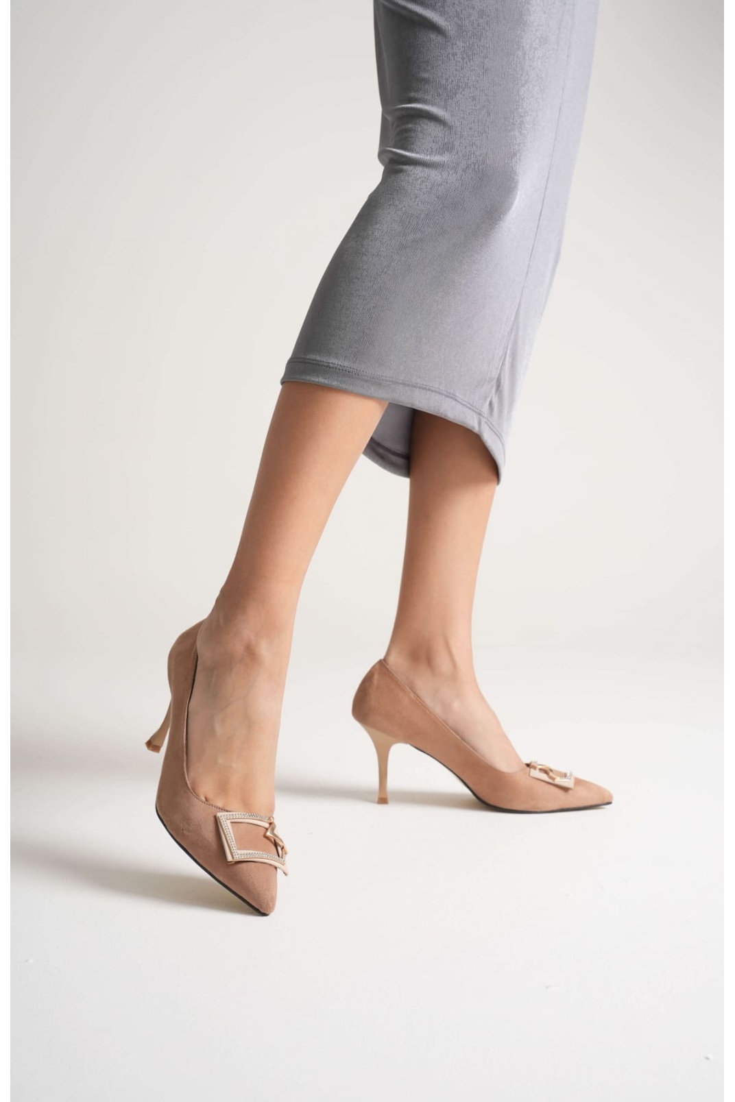 Taina Kadın Nude Süet Topuklu Ayakkabı
