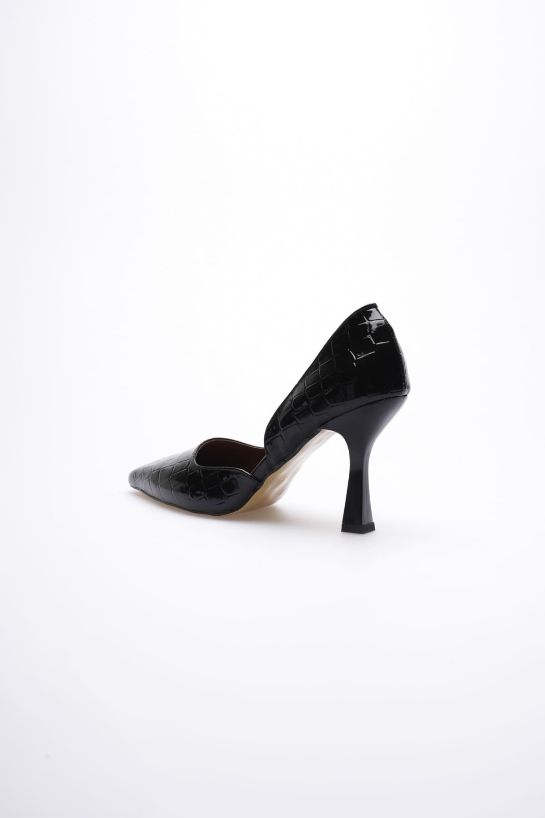Angela Kadın Siyah Kroko Topuklu Ayakkabı