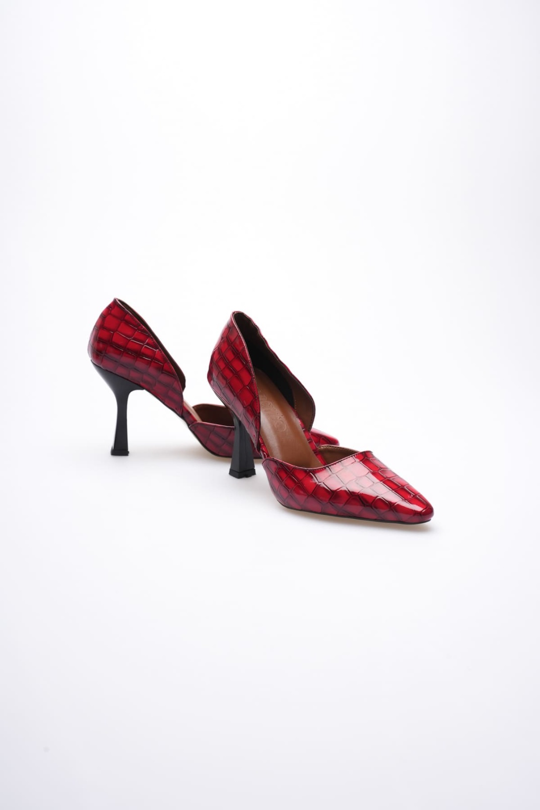 Angela Kadın Kırmızı Kroko Topuklu Ayakkabı