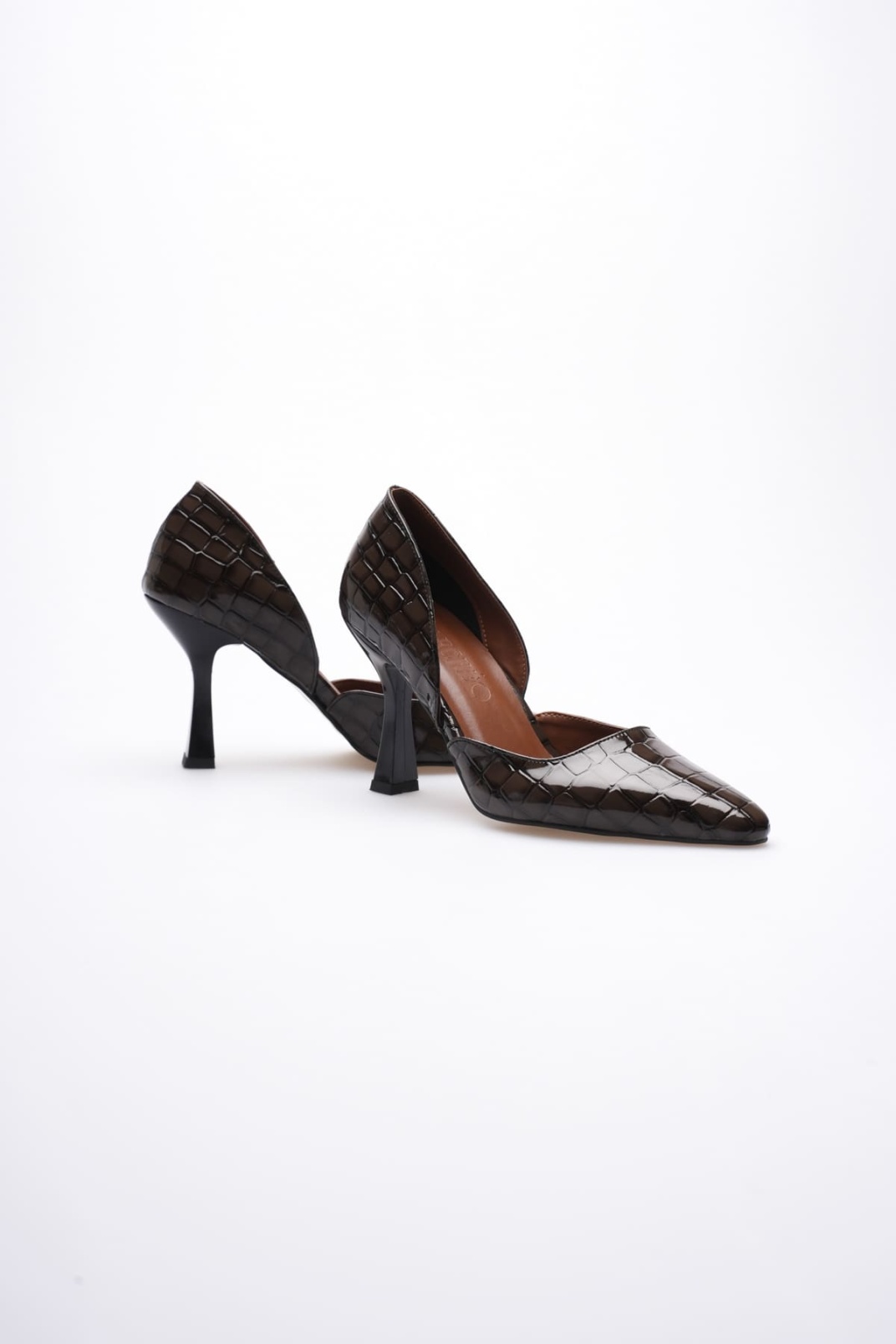 Angela Kadın Acı Kahve Kroko Topuklu Ayakkabı