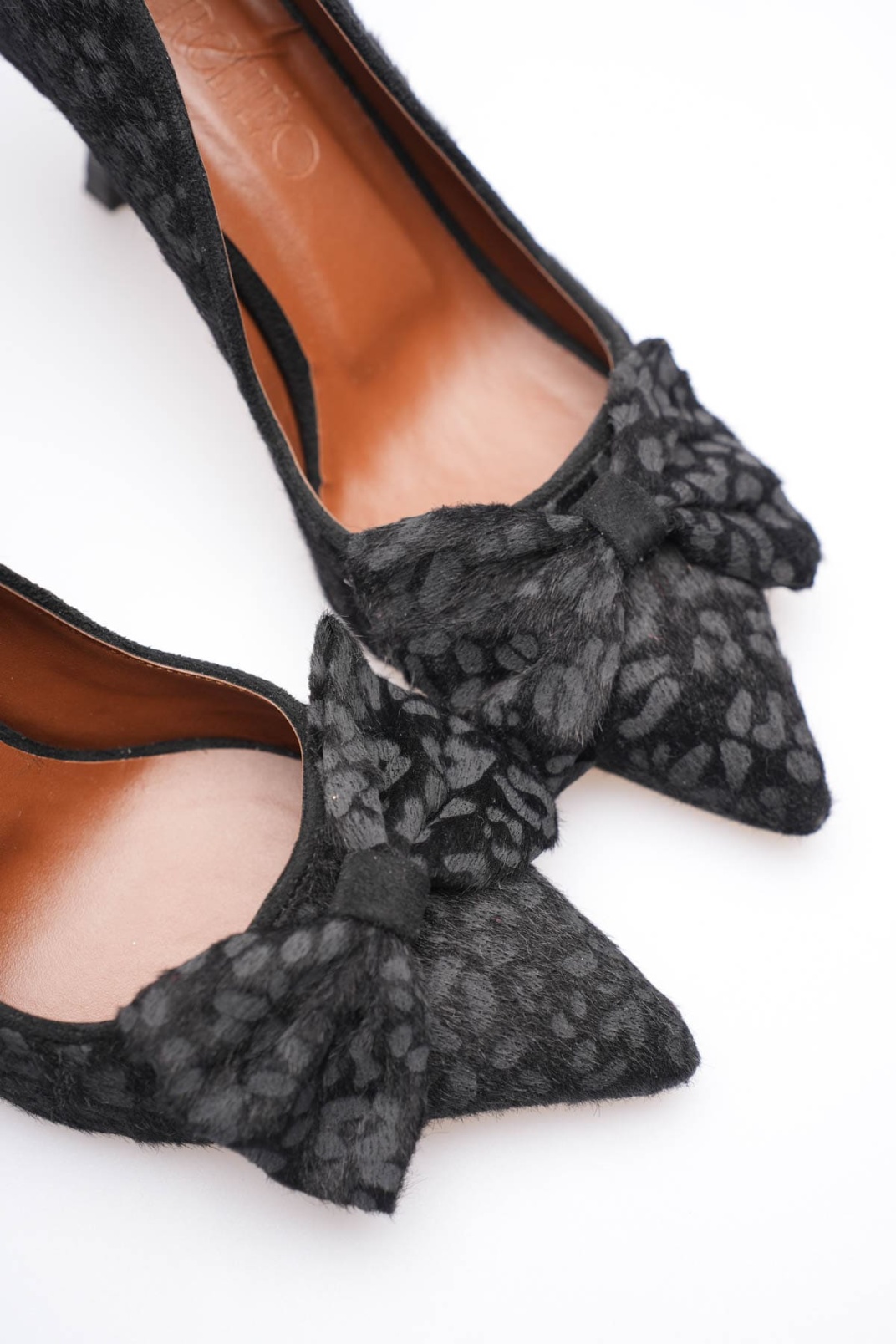 Meredith Kadın Siyah Leopar Süet Topuklu Ayakkabı