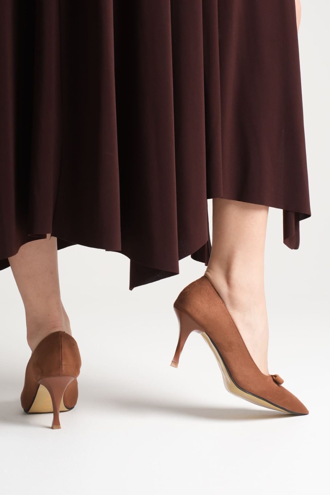 Maya Kadın Taba Süet Topuklu Ayakkabı