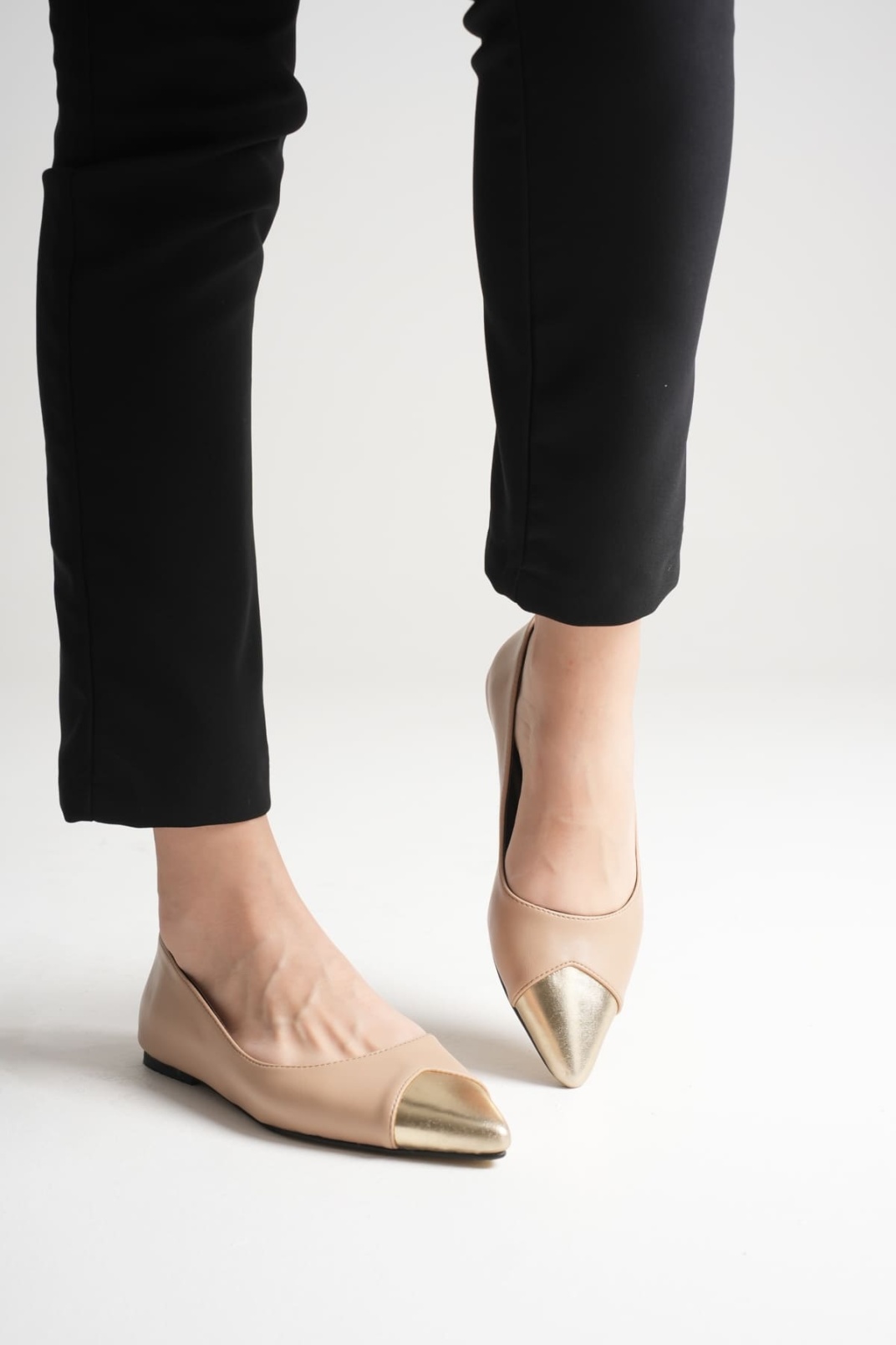 Margaret Kadın Nude Altın Babet Ayakkabı