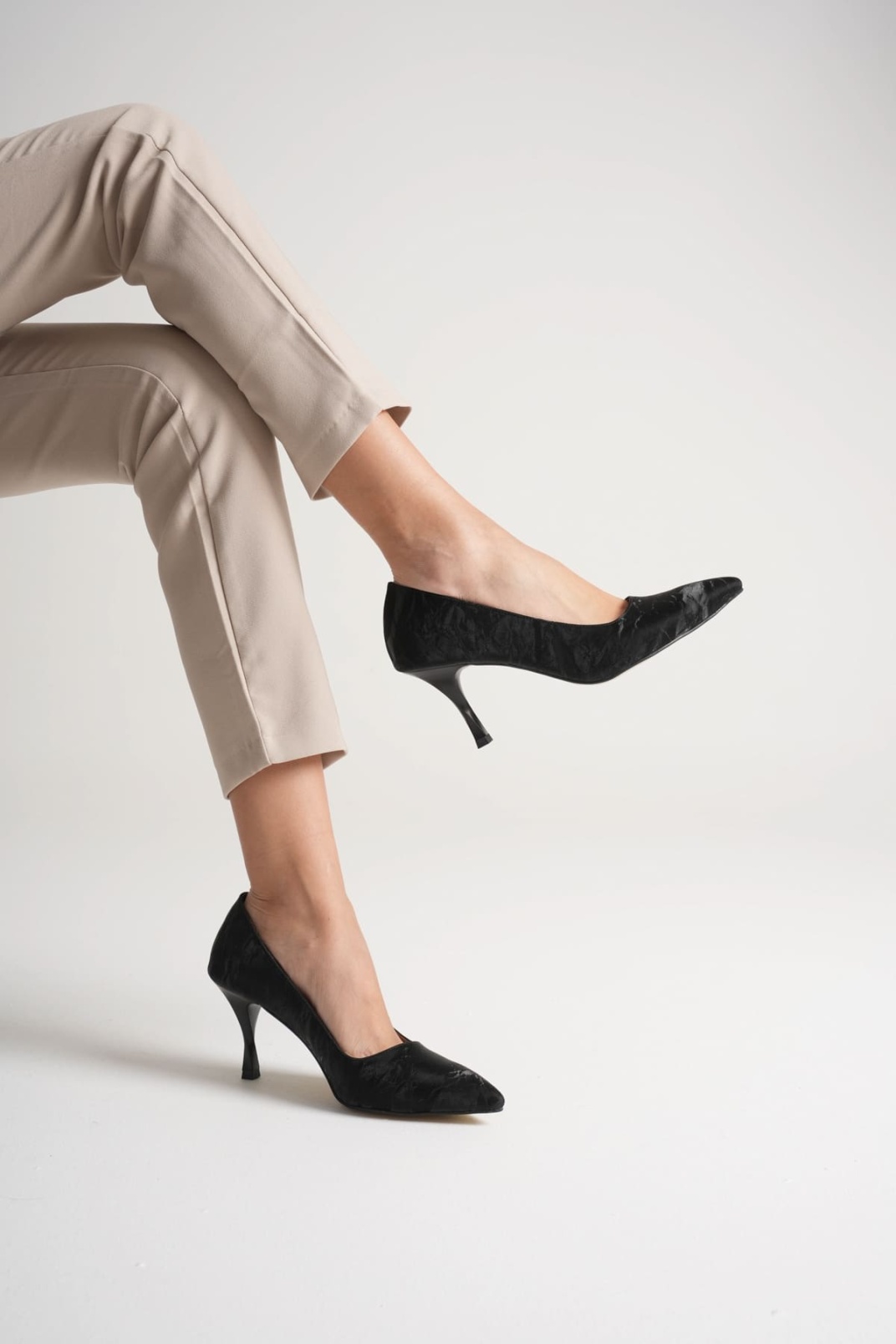 Louise Kadın Siyah Desenli Topuklu Ayakkabı