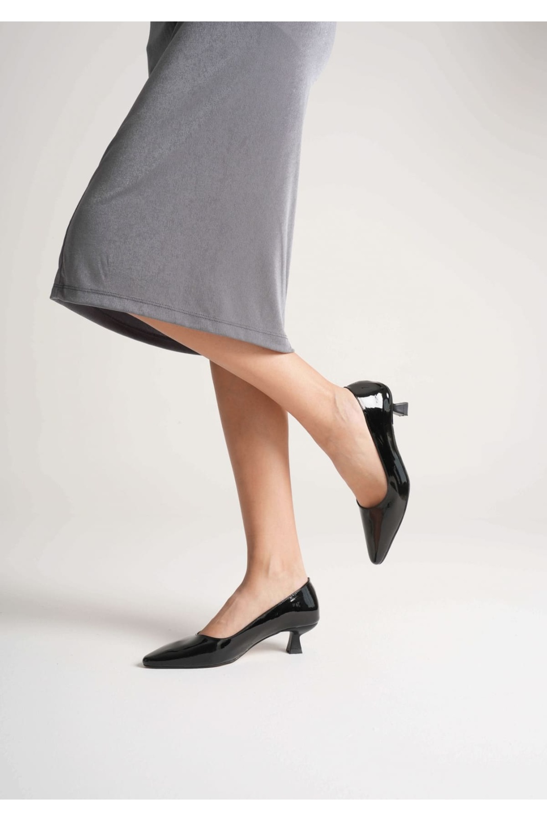 Alina Kadın Siyah Rugan Topuklu Ayakkabı