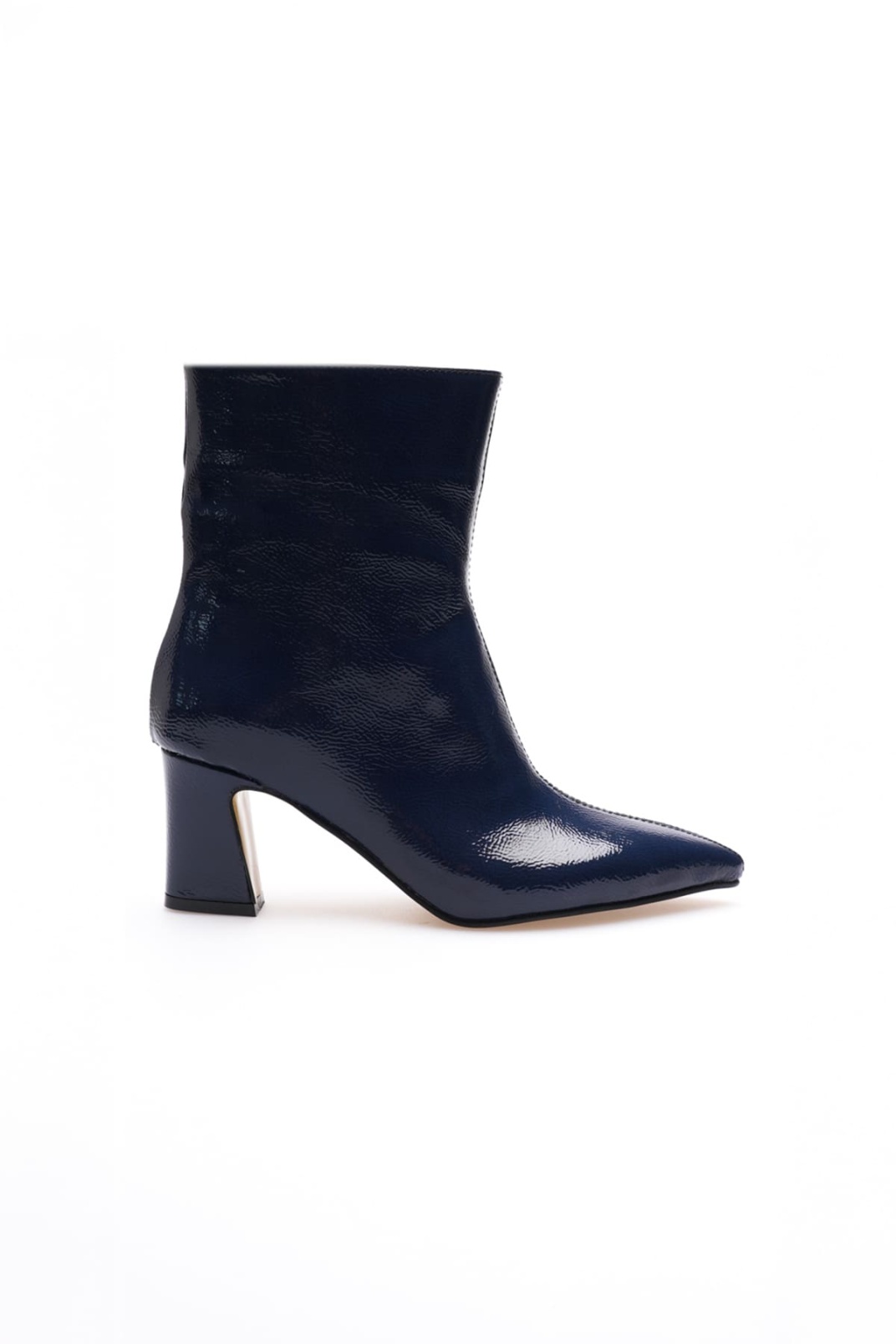 Nadia Kadın Lacivert Rugan Kalın Topuklu Kışlık Bot