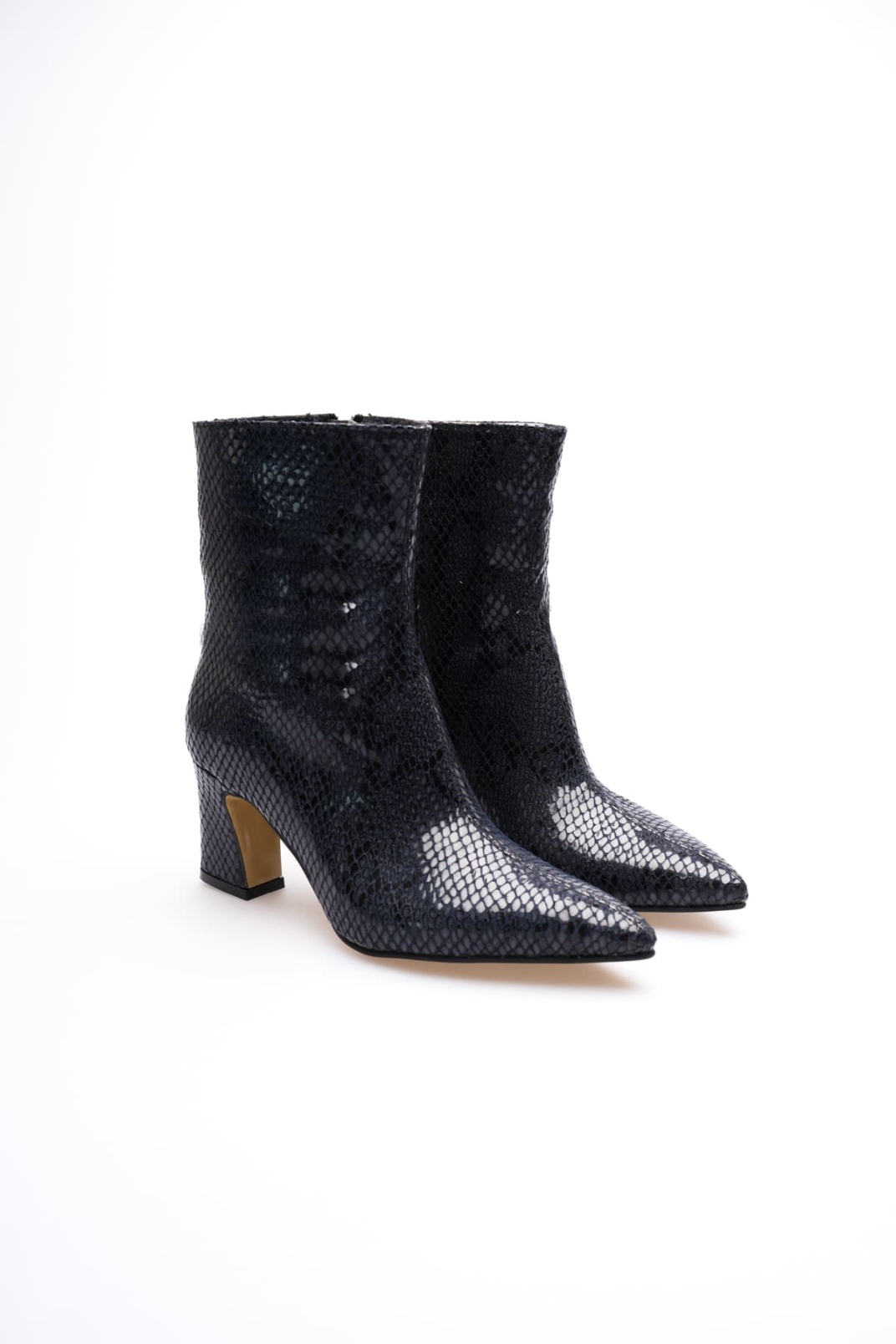 Nadia Kadın Lacivert Kroko Kalın Topuklu Kışlık Bot