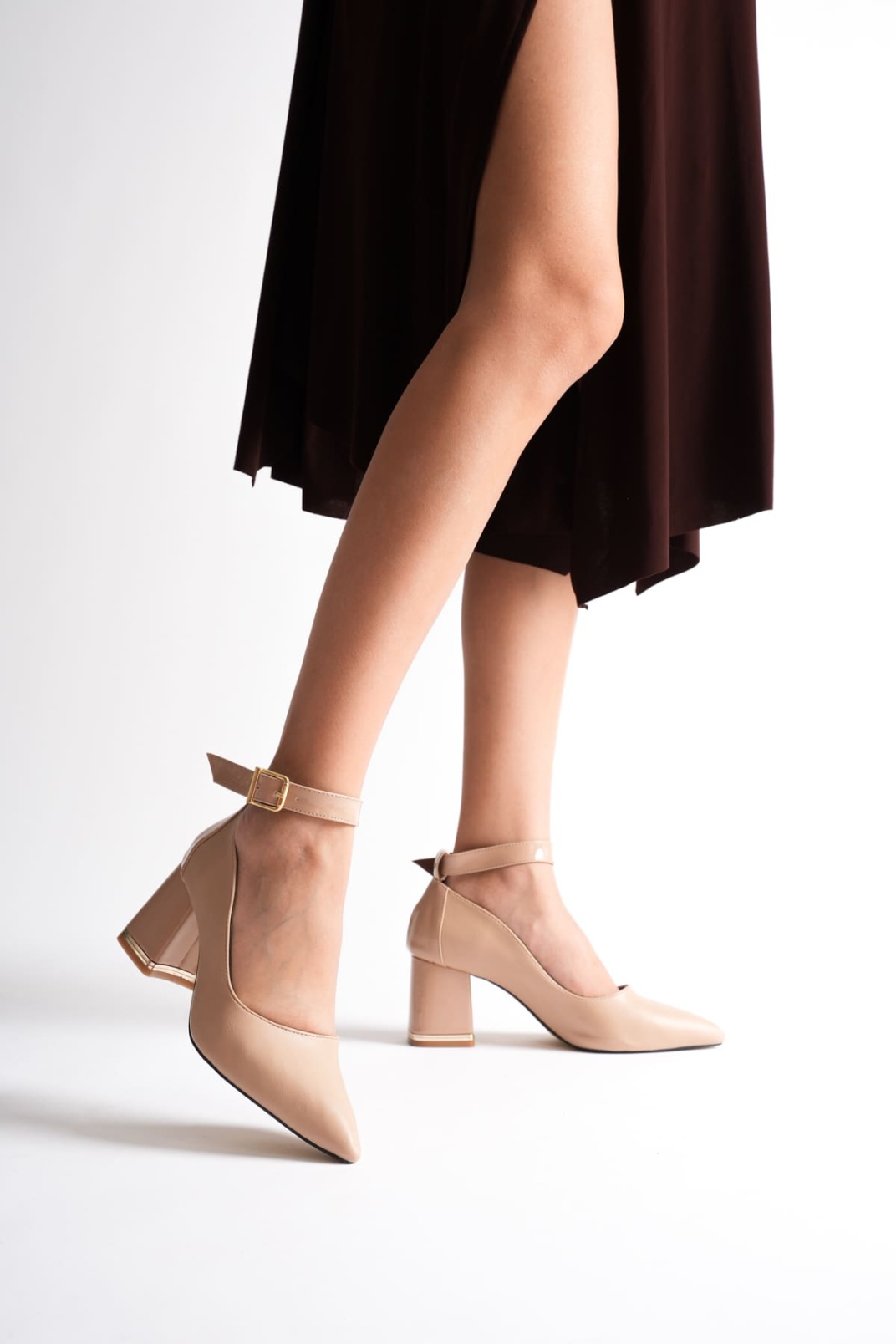 Estelle Kadın Bej Kalın Topuklu Ayakkabı