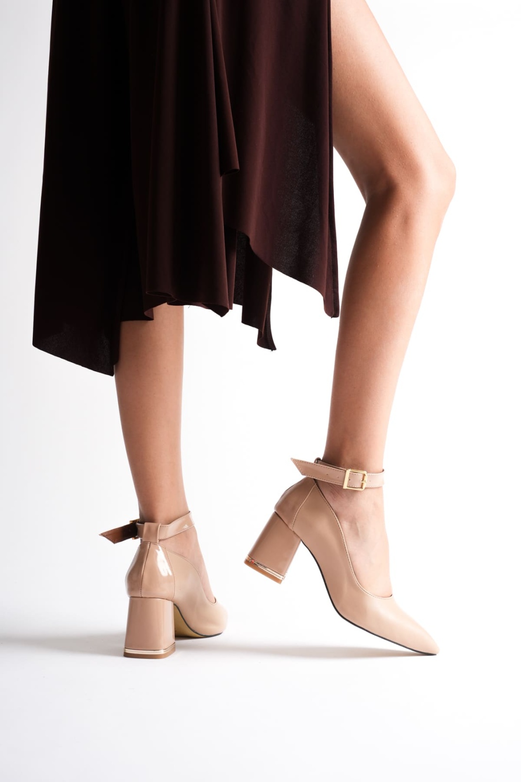 Estelle Kadın Bej Kalın Topuklu Ayakkabı