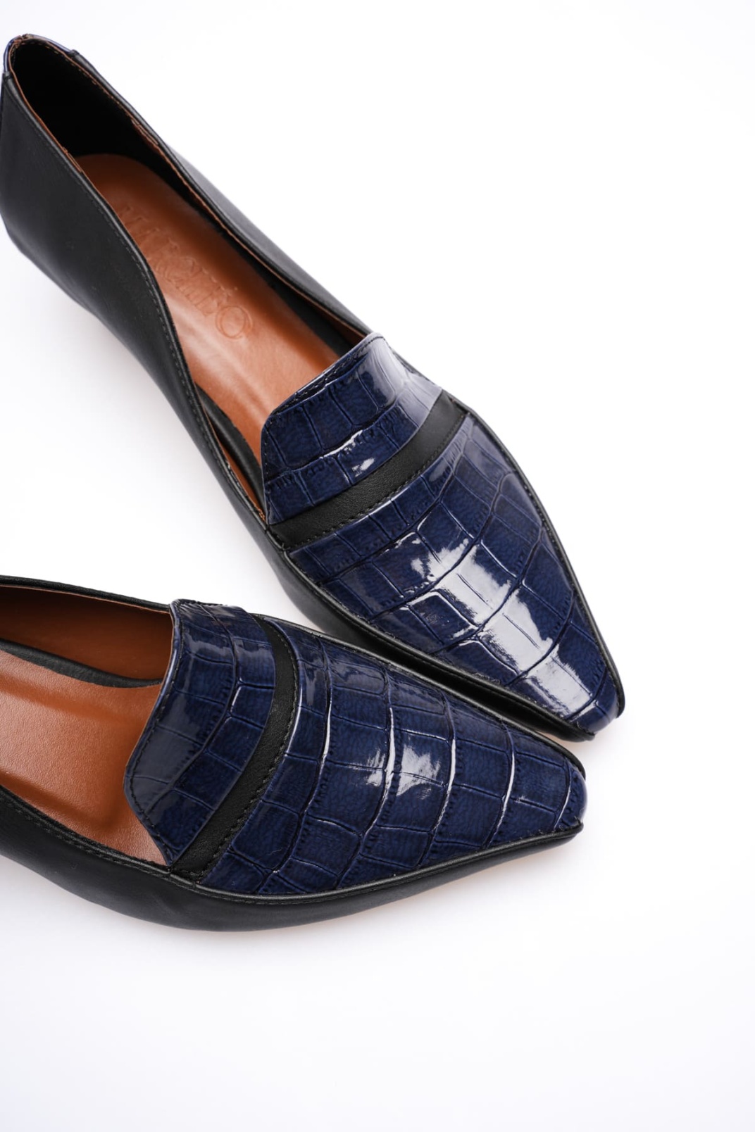 Elsie Kadın Siyah Lacivert Kroko Kısa Topuklu Ayakkabı