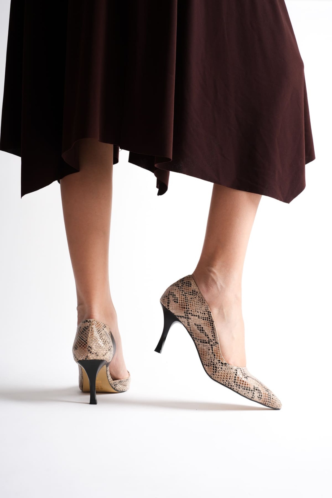 Diana Kadın Bej Baskılı İnce Topuklu Ayakkabı