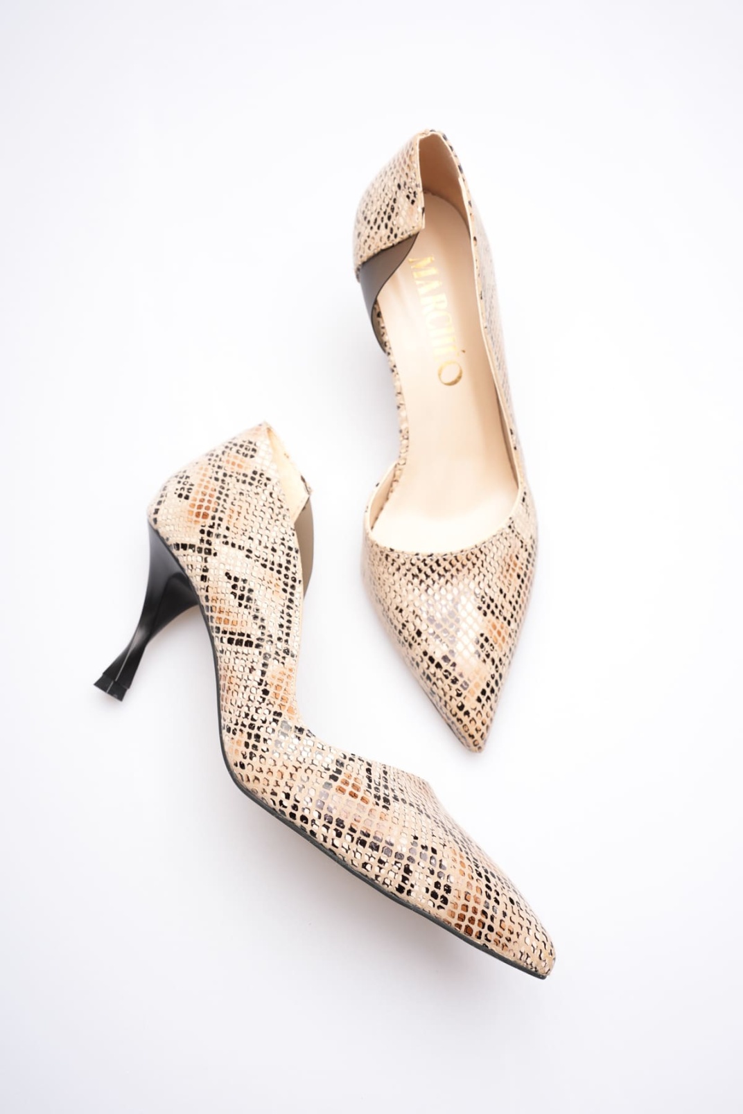 Diana Kadın Bej Baskılı İnce Topuklu Ayakkabı