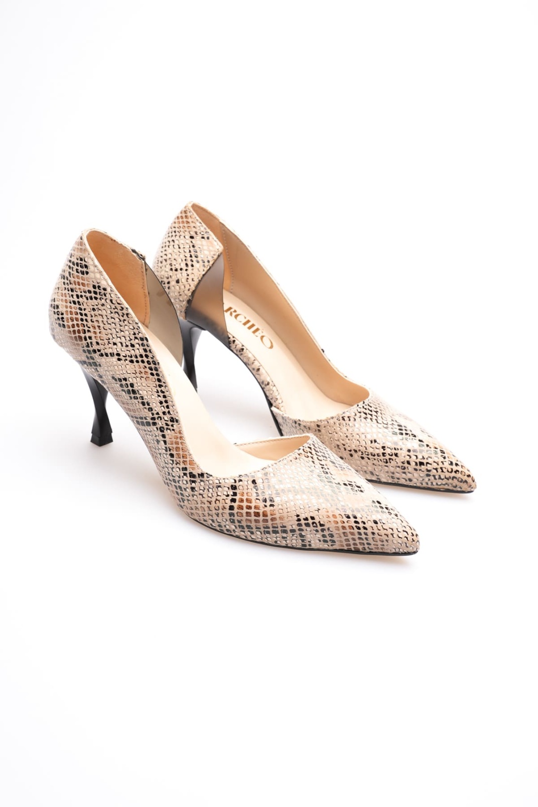 Diana Kadın Bej Baskılı İnce Topuklu Ayakkabı