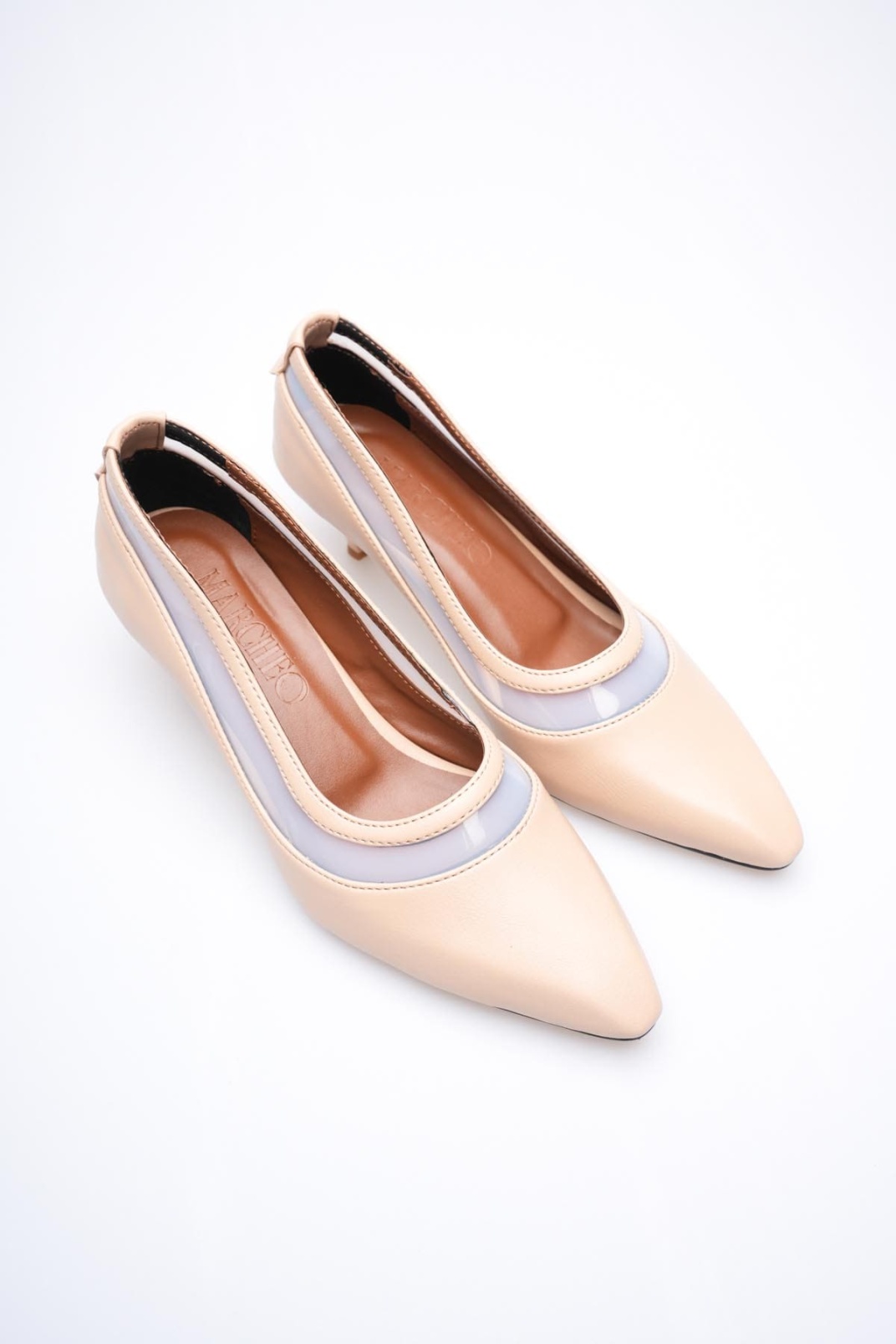 Cecilia Kadın Bej İnce Kısa Topuklu Ayakkabı