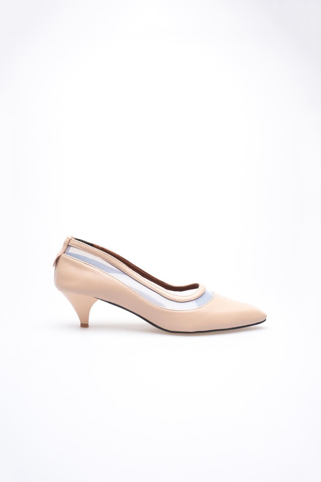 Cecilia Kadın Bej İnce Kısa Topuklu Ayakkabı