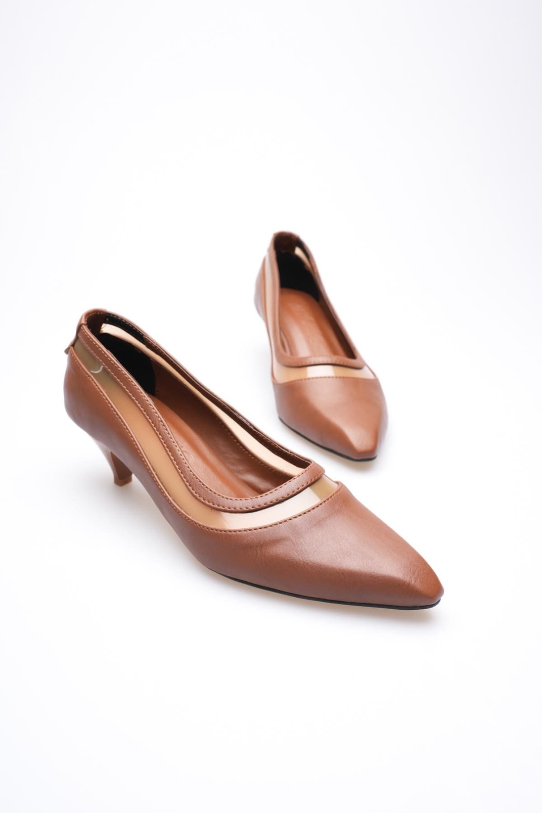 Cecilia Kadın Taba İnce Kısa Topuklu Ayakkabı