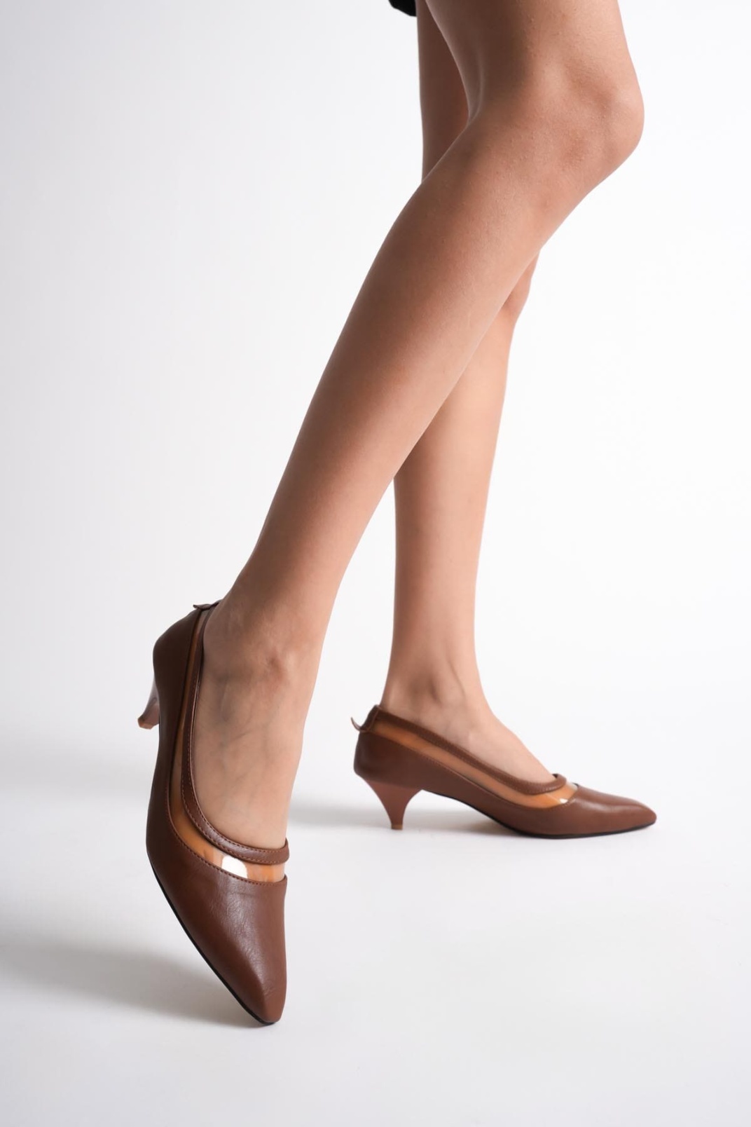 Cecilia Kadın Taba İnce Kısa Topuklu Ayakkabı