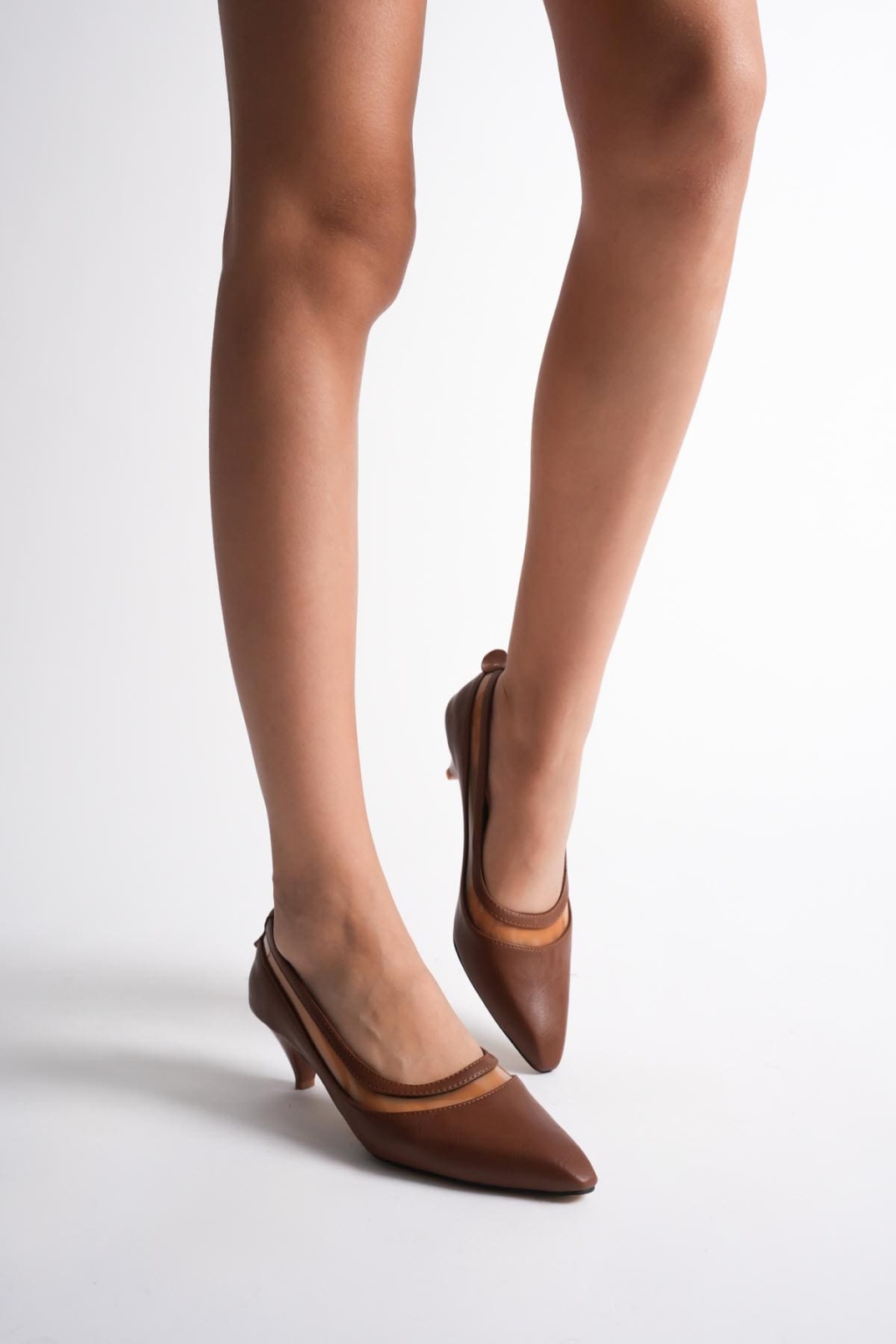 Cecilia Kadın Taba İnce Kısa Topuklu Ayakkabı