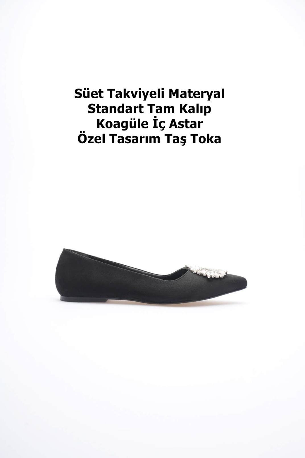 Arden Kadın Siyah Süet Babet Ayakkabı