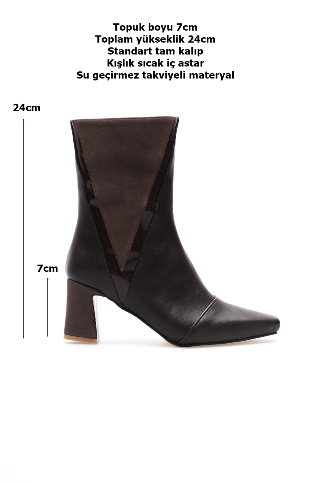 Anisa Kadın Acı Kahve  Kalın Topuklu Kışlık Bot