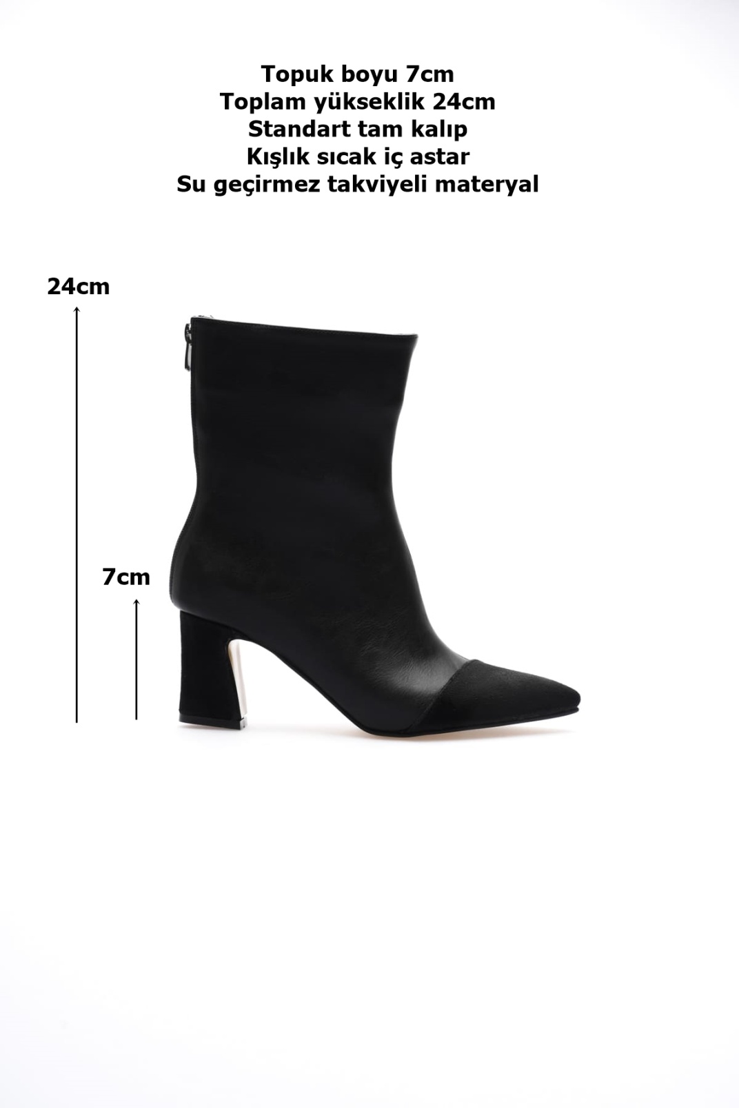 Lucinda Kadın Siyah Kalın Topuklu Kışlık Bot