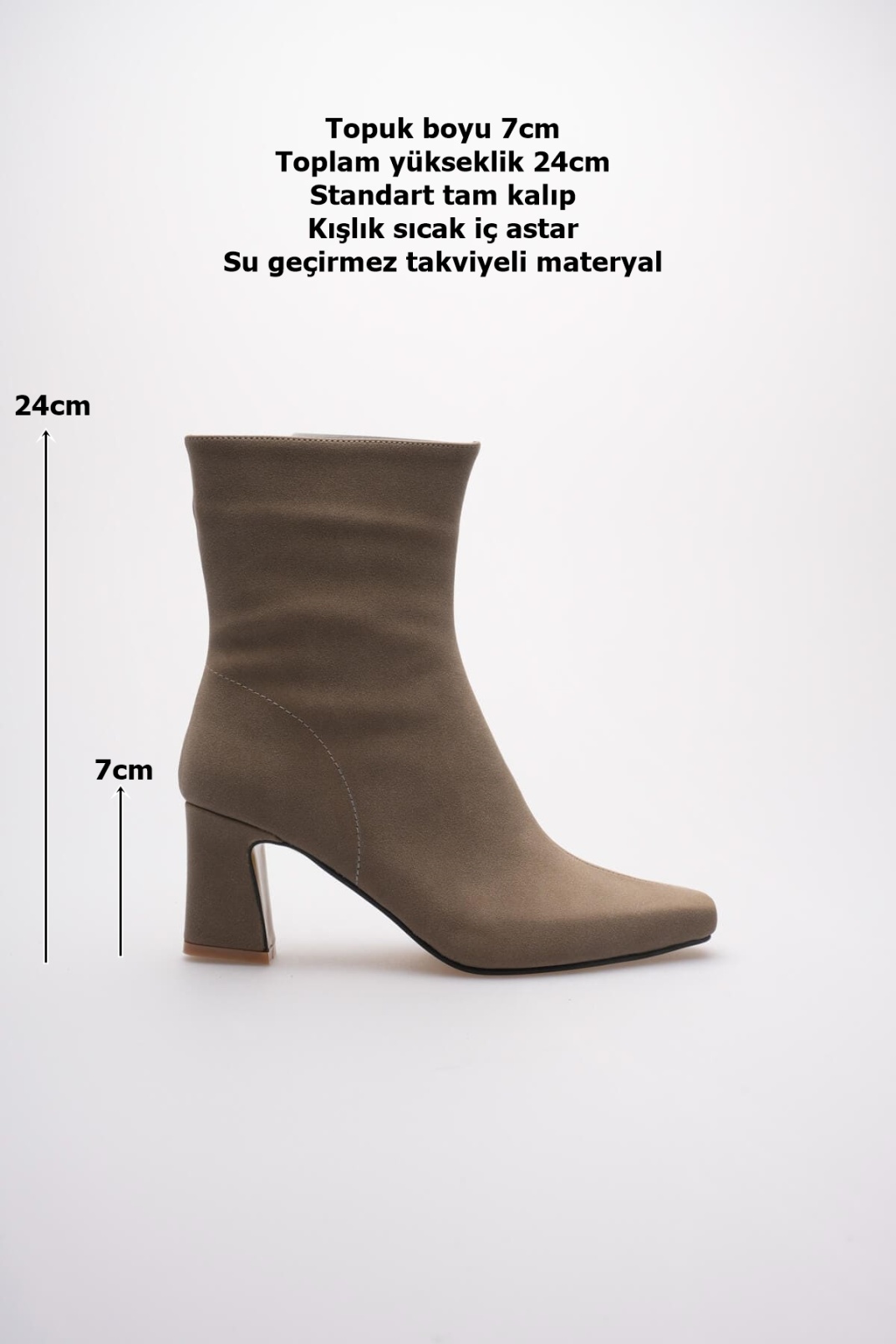 Fiora Kadın Vizon Süet Kalın Topuklu Kışlık Bot