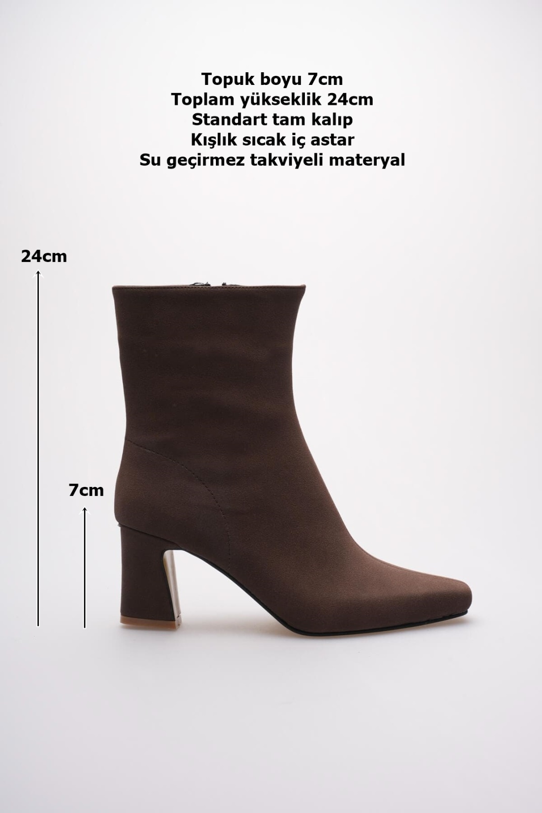 Fiora Kadın Acı Kahve Süet Kalın Topuklu Kışlık Bot