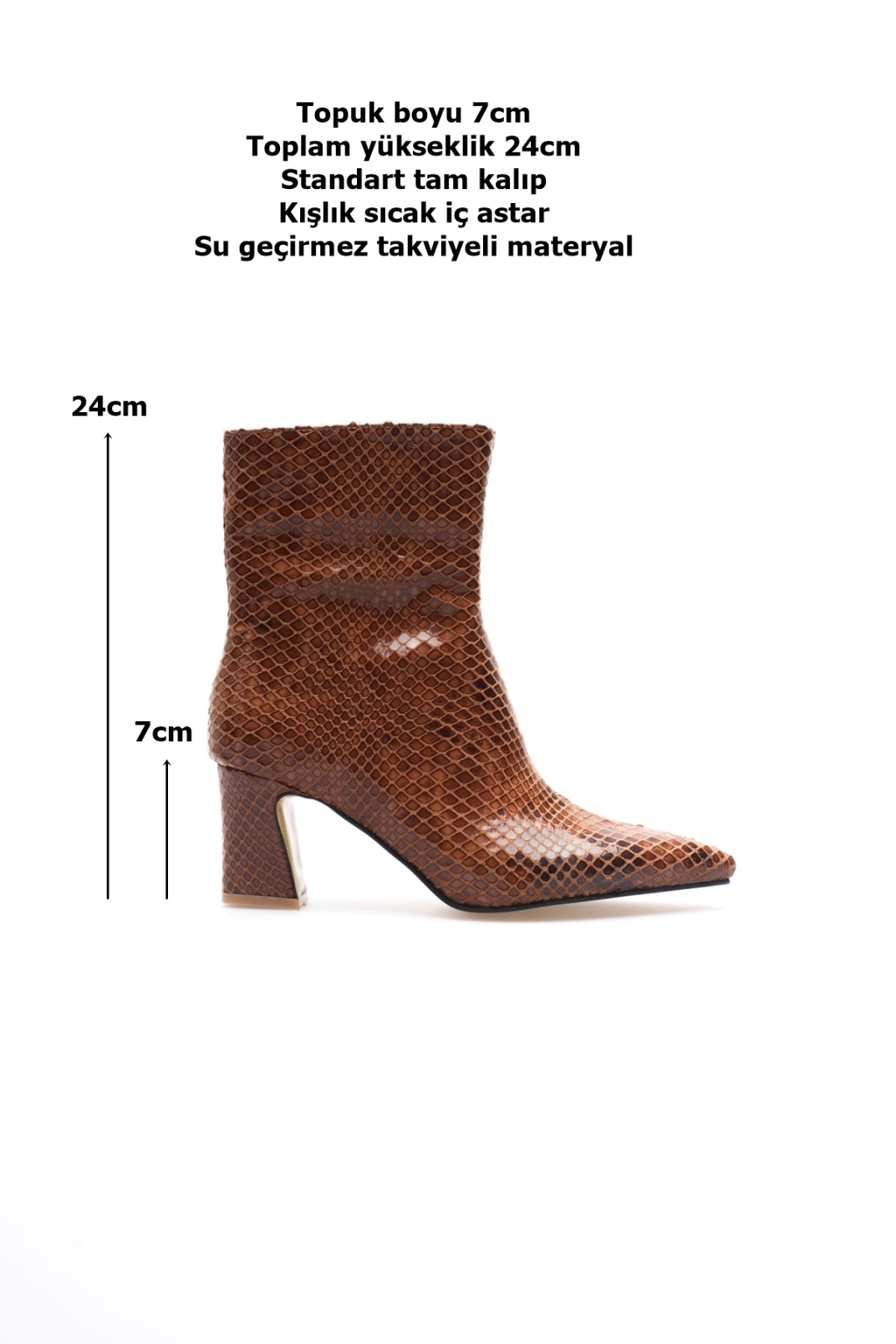 Nadia Kadın Taba Desenli Kalın Topuklu Kışlık Bot