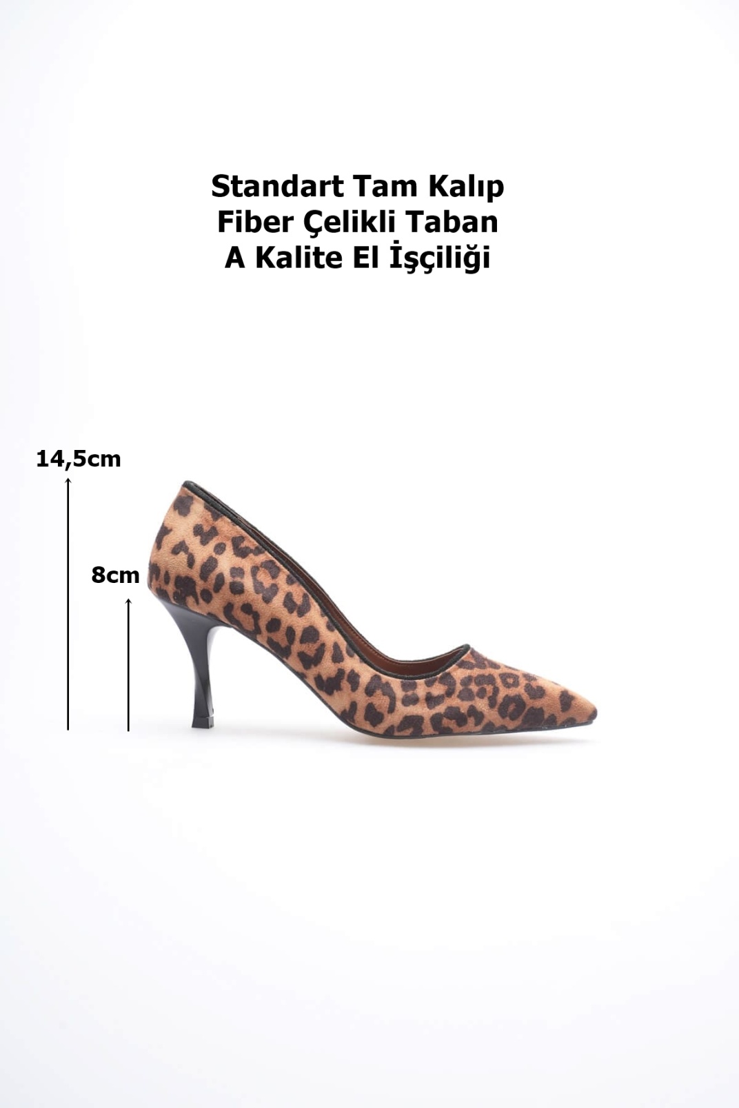 Felice Kadın Leopar Desenli Süet Topuklu Ayakkabı