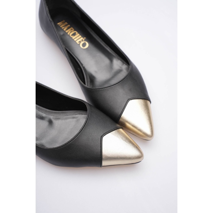 Margaret Kadın Siyah Altın Babet Ayakkabı