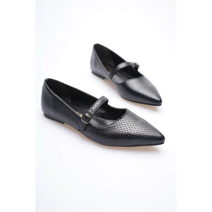 Isolde Kadın Siyah Desenli Babet Ayakkabı