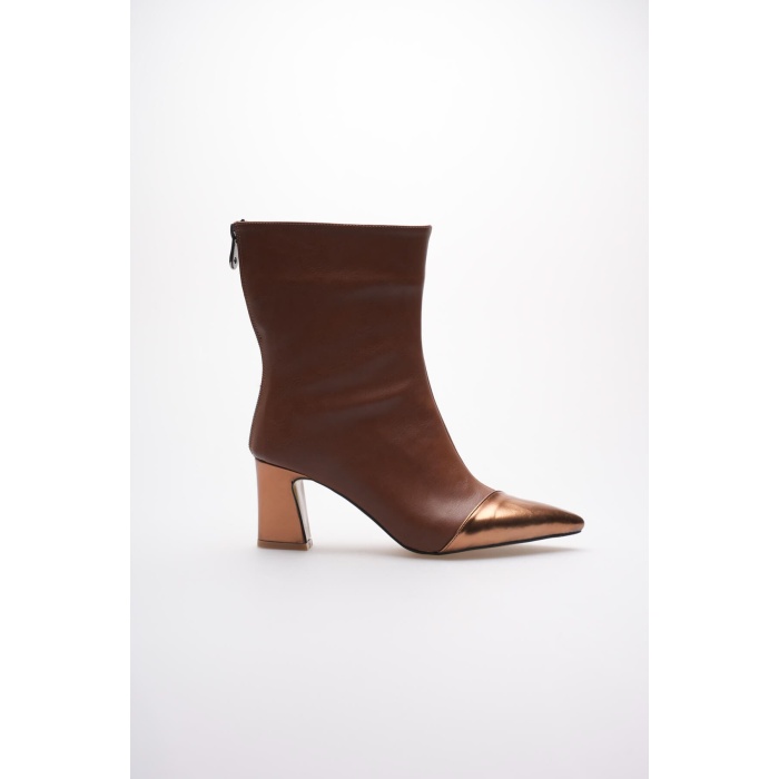 Lucinda Kadın Taba Bakır Kalın Topuklu Kışlık Bot