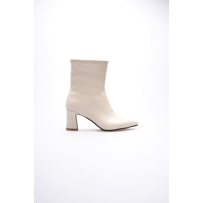 Nadia Kadın Krem Kalın Topuklu Kışlık Bot