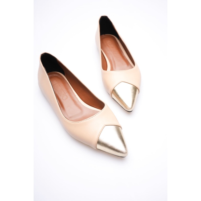 Margaret Kadın Nude Altın Babet Ayakkabı