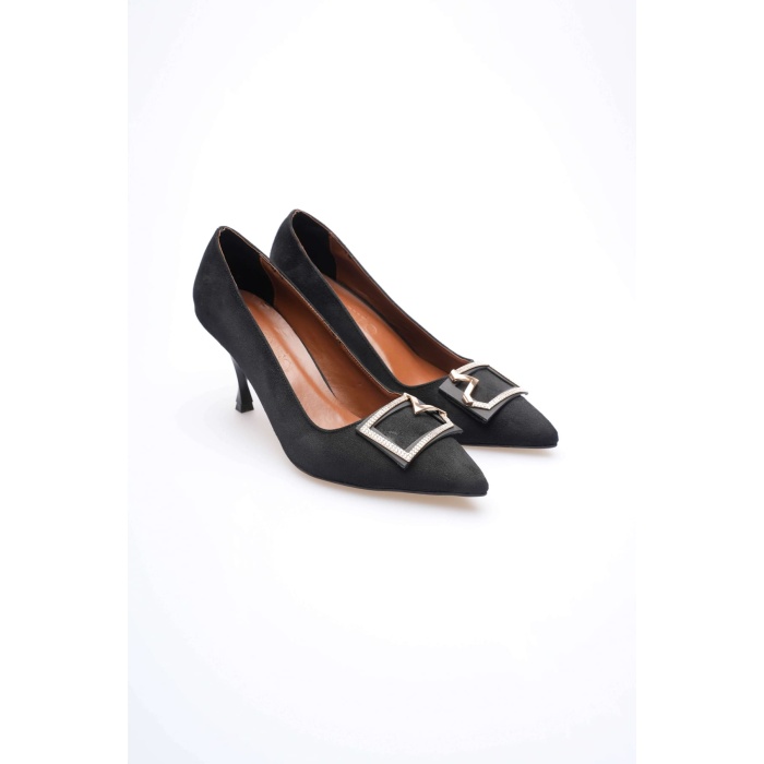 Taina Kadın Siyah Süet Topuklu Ayakkabı