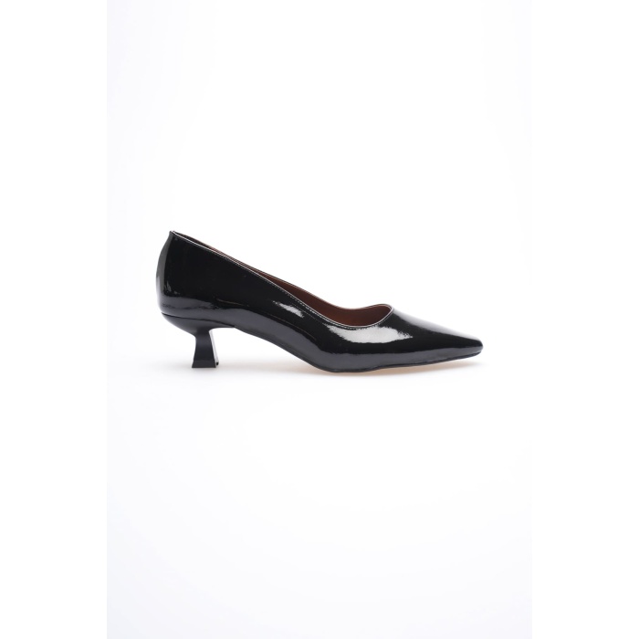 Alina Kadın Siyah Rugan Topuklu Ayakkabı