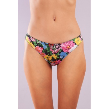 Golshan Garden Brazillian Slip, Kadın Dantelli Çiçek Baskılı Brezilyan Külot