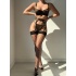 Leopar Desenli Lingerie Set – Dantel Karışımı Seksi Jartiyer 3’lü Takım( çorap dahil değildir )