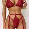 Kırmızı Göğüs Dantelli Seksi Jartiyer Takım