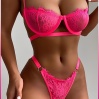 Kadın Neon Fuşya Dantelli Balenli  Sütyen Külot Takım