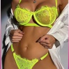 Kadın Neon Yeşil Dantelli Balenli  Sütyen Külot Takım