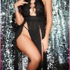 Siyah Kalp Aksesuarlı Tül Etekli Kadın Seksi Gecelik