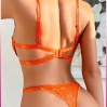 Kadın Oranj Dantelli Balenli  Sütyen Külot Takım